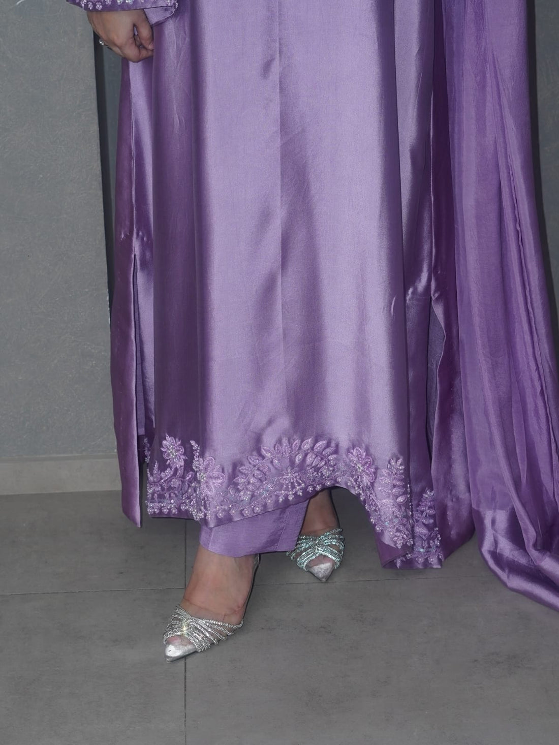 Royal Lavender Embroidered Silk Ensemble